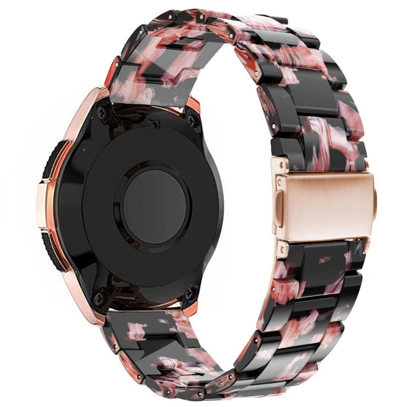 DEALELE Bands Compatible with Samsung Galaxy Watch 7 / FE / 6/6 Classic / 5/5 Pro / 4/4 Classic / 3 41mm / Huawei GT3 42mm, 20mm Colorful Resin Replacement Strap for Women Men (Black-Rose) - Image 2